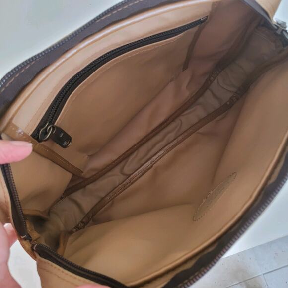 Lancel Paris Vintage Zip Pouch Handbag Nylon Leather Beige Designer Guality - Picture 3 of 9